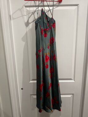 Astr the label Mini/Max Floral Slip Dress in Teal with Red Floral Print